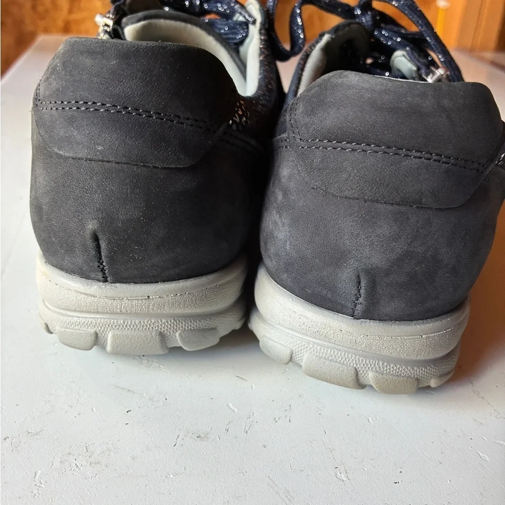 Cosyfeet Tango, Size 8, Extra Roomy Shoes, Navy Leather, Made For Wide Feet